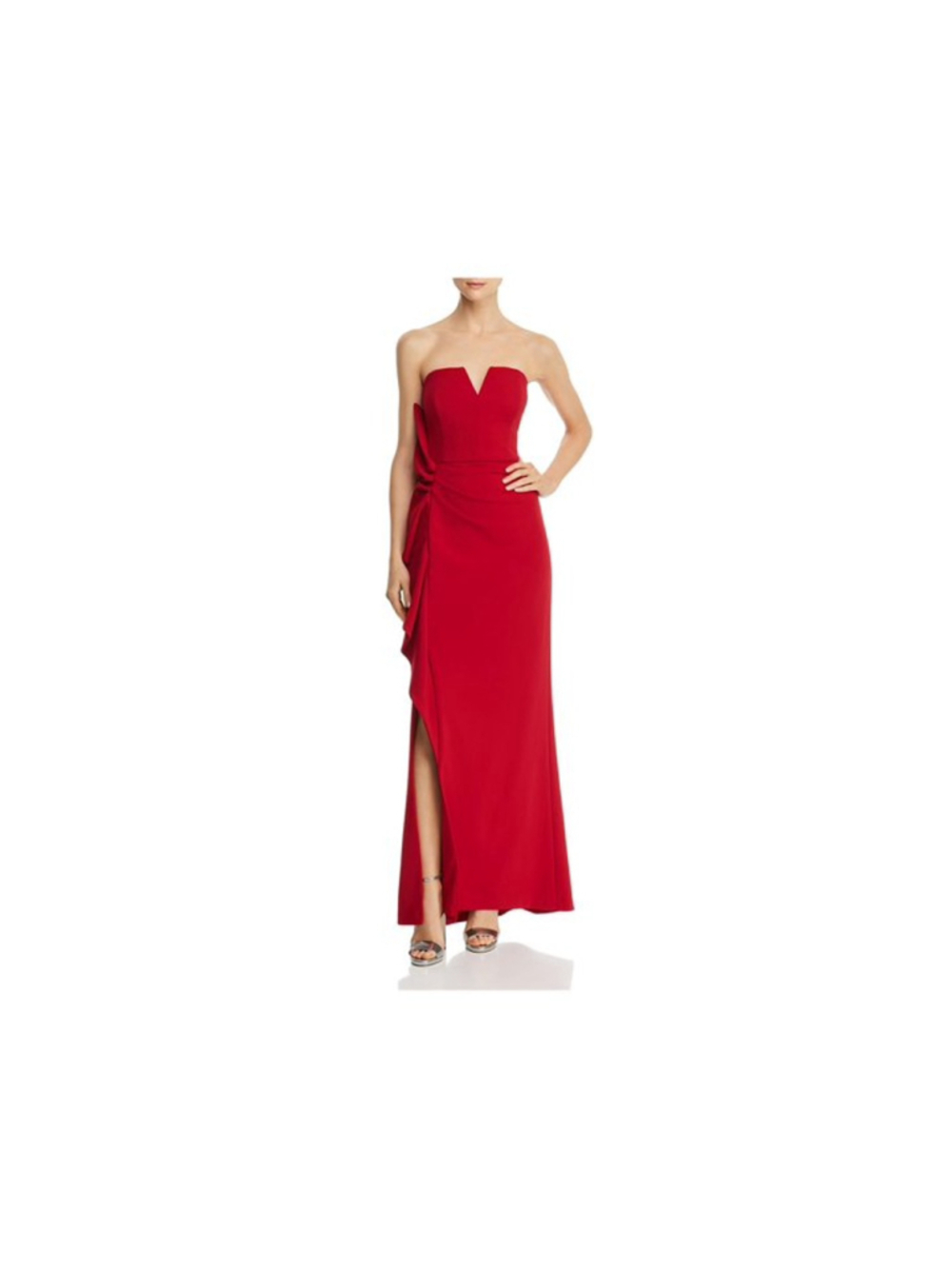 Aidan Mattox Crepe Strappless V Neck Gown Size 6 Retail $295